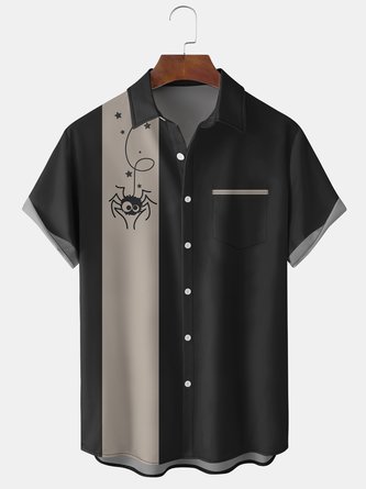 Men's Halloween Element Spider Graphic Print Short Sleeve Shirt