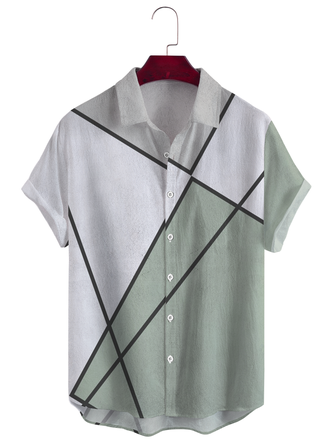 Striped Casual Summer Regular Fit Short sleeve Regular H-Line Regular Regular Size shirts for Men