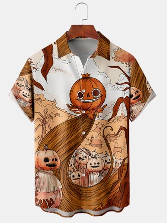 Casual Summer Halloween Polyester No Elasticity Regular Fit Short sleeve Regular H-Line shirts for Men