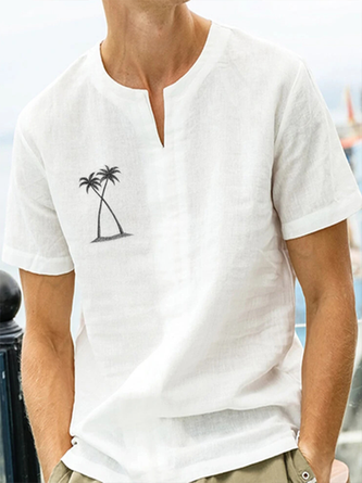 Cotton and Linen Style American Solid Color Basic Versatile Linen Shirt