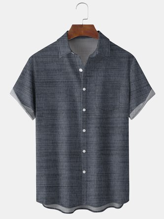 Men's Geometric Stripe Printed Wrinkle Resistant Moisture Wicking Fabric Fashion Hawaiian Lapel Short Sleeve Shirts