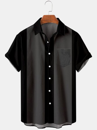Big Size Chest Pocket Short Sleeve Bowling Shirt