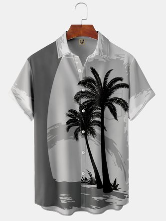 Coconut Tree Chest Pocket Short Sleeve  Shirt