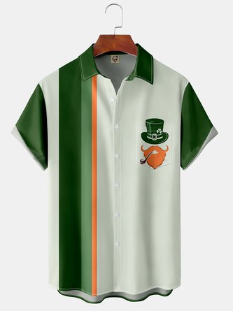 St. Patrick's Day Chest Pocket Short Sleeve Bowling Shirt