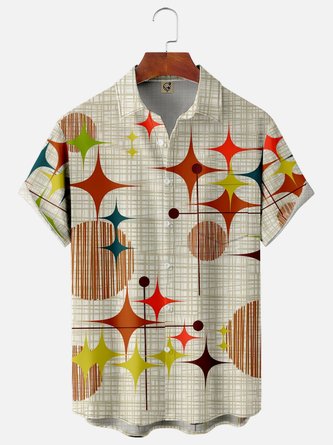 Geometric Texture Chest Pocket Short Sleeve Casual Shirt