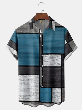 Geometric Chest Pocket Short Sleeve Shirt
