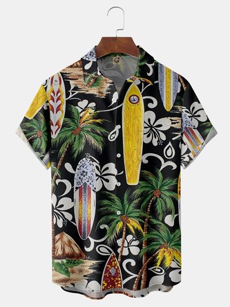 Coconut Floral Chest Pocket Short Sleeve Hawaiian Shirt