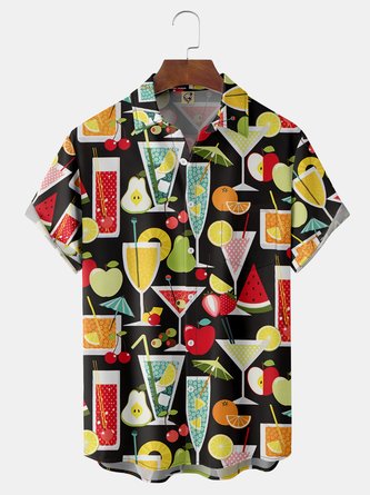 Cocktail Chest Pocket Short Sleeve Hawaiian Shirt