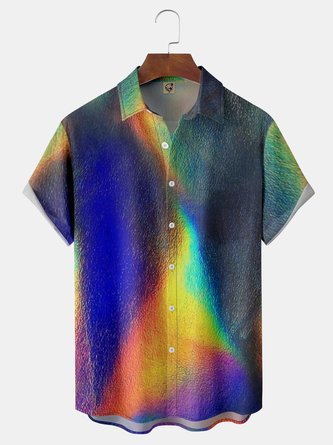 Metallic Luster Chest Pocket Short Sleeve Shirt