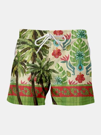 Coconut Tree Drawstring Beach Shorts