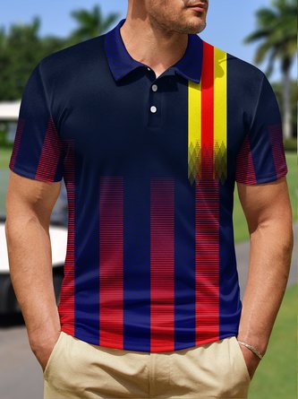 Gradient Polka Dot Geometric Button Short Sleeve Golf Polo Shirt