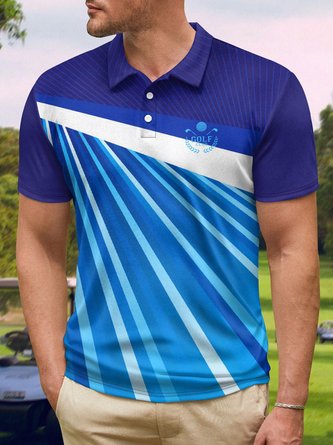 Abstract Geometric Button Short Sleeve Golf Polo Shirt