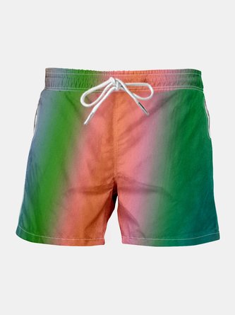 Gradient Pattern Drawstring Beach Shorts