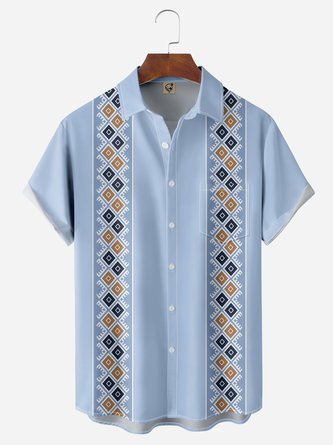 Ethnic Chest Pocket Short Sleeve Bowling Shirt