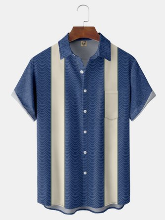 Big Size Chest Pocket Short Sleeve Bowling Shirt