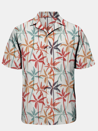 Coconut Tree Chest Pocket Short Sleeve Resort Shirt