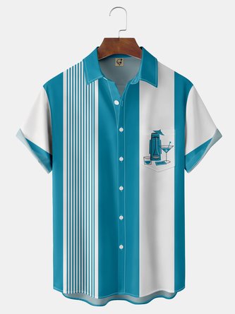 TIKI Chest Pocket Short Sleeve Bowling Shirt