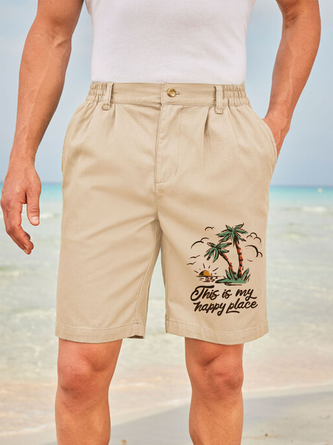 Coconut Tree Print Vacation Bermuda
