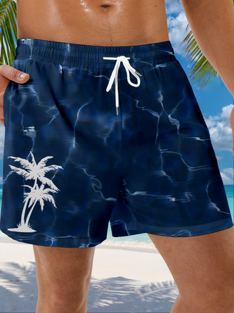 Coconut Tree Drawstring Beach Shorts