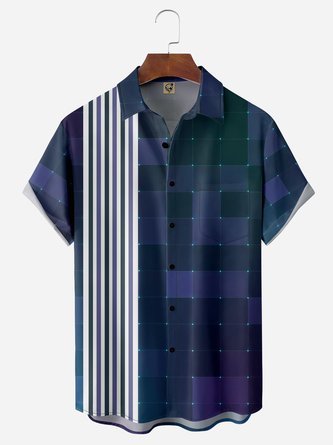 Mosaic art Chest Pocket Short Sleeve Bowling Shirt