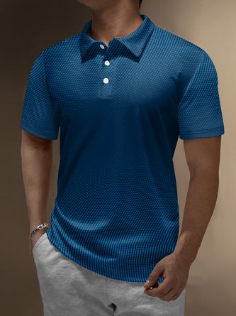 Ombre Polka Dot Button Short Sleeve Polo Shirt