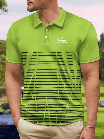 Abstract Geometric Button Short Sleeve Golf Polo Shirt