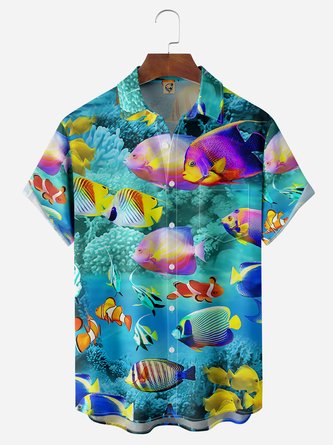 Sea Life Chest Pocket Short Sleeve Hawaiian Shirt