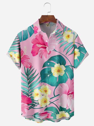 Hibiscus Chest Pocket Short Sleeve Hawaiian Shirt