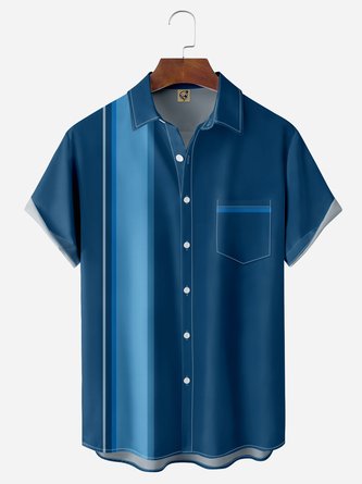 Basic Chest Pocket Short Sleeve Bowling Shirt