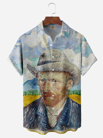 Van Gogh Self Portrait Chest Pocket Short Sleeve Shirt