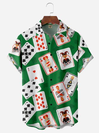 Poker Chest Pocket Short Sleeve Casual Shirt