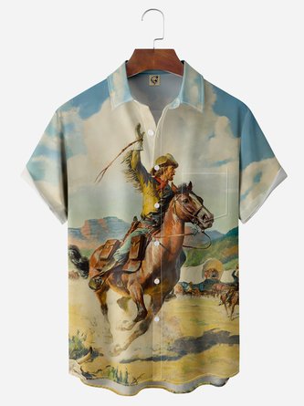 Western Cowboy Chest Pocket Short Sleeve Shirt