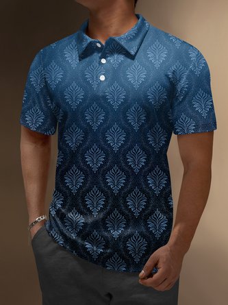 Leaves Button Down Short Sleeve Polo Shirt