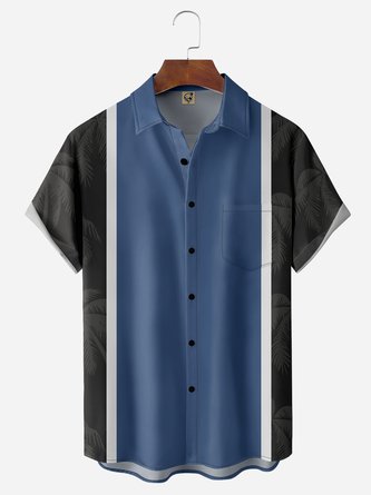 Palm Tree Chest Pocket Short Sleeve Bowling Shirt