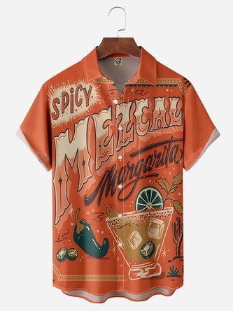Mid Century Wine Chest Pocket Short Sleeve Hawaiian Shirt