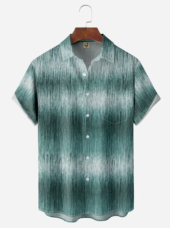 Gradient Textured Chest Pocket Short Sleeve Casual Shirt