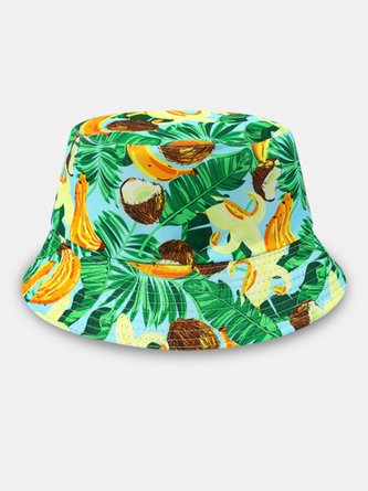 Palm Leaf Coconut Hawaiian Pattern Sun Protection Bucket Hat