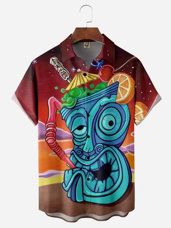Tiki Chest Pocket Short Sleeve Hawaiian Shirt