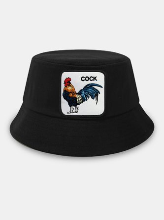 Embroidered Cock Sunscreen Bucket Hat