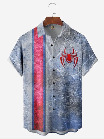 Spider Chest Pocket Short Sleeve Bowling Shirt