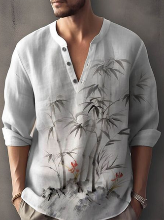 Bamboo Floral Long Sleeve Casual Shirt