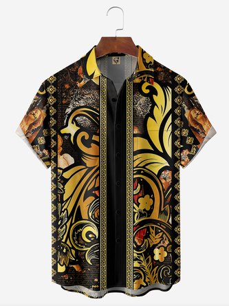 Luxury Baroque Chest Pocket Short Sleeve Bowling Shirt
