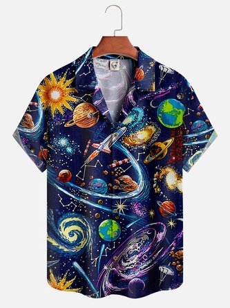 Planets Short Sleeve Aloha Shirt