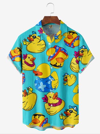 Little Yellow Duck Chest Pocket Short Sleeve Hawaiian Shirt