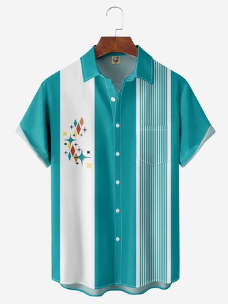 Medieval Geometry Chest Pocket Short Sleeve Bowling Shirt