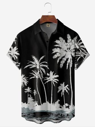 Palm Chest Pocket Short Sleeve Hawaiian Shirt