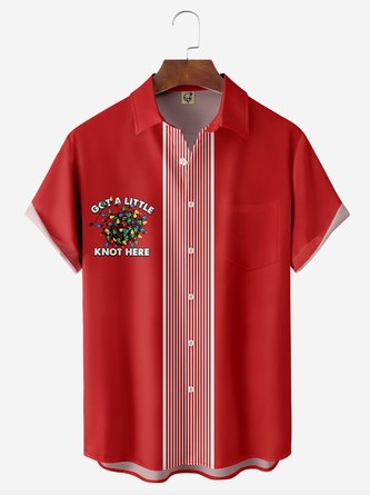 Christmas Chest Pocket Short Sleeve Bowling Shirt