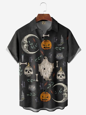 Halloween Chest Pocket Short Sleeve Shirt