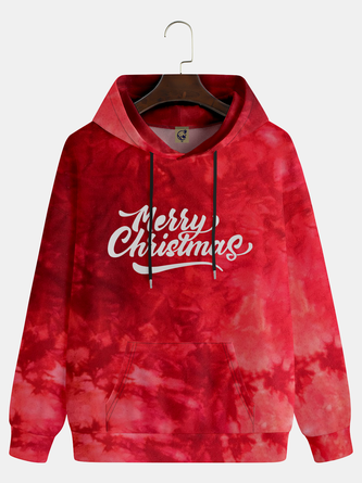 Christmas Text Letter Tie-Dye Pattern Casual Hoodie