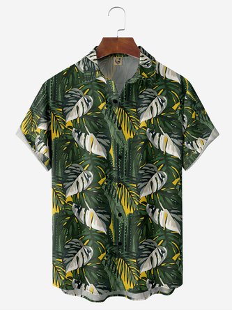 Monstera Deliciosa Chest Pocket Short Sleeve Hawaiian Shirt